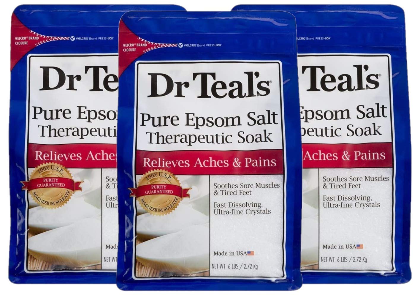 Dr. Teal's Therapeutic Soak Gift Set (3 Pack, 6lbs Ea.) - Unscented Soaking Solution Blended with Pure Epsom Salt - Ease Aches & Pains, Speed-Up Recovery Time - at Home Pain Remedy