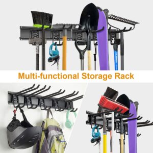 Hutigertech Ski Wall Rack, 5 Pairs of Snowboard Wall Storage Rack, Home and Garage Skiing Storage Rack Wall Mount, Adjustable Rubber-Coated Hooks Hold up to 500lbs