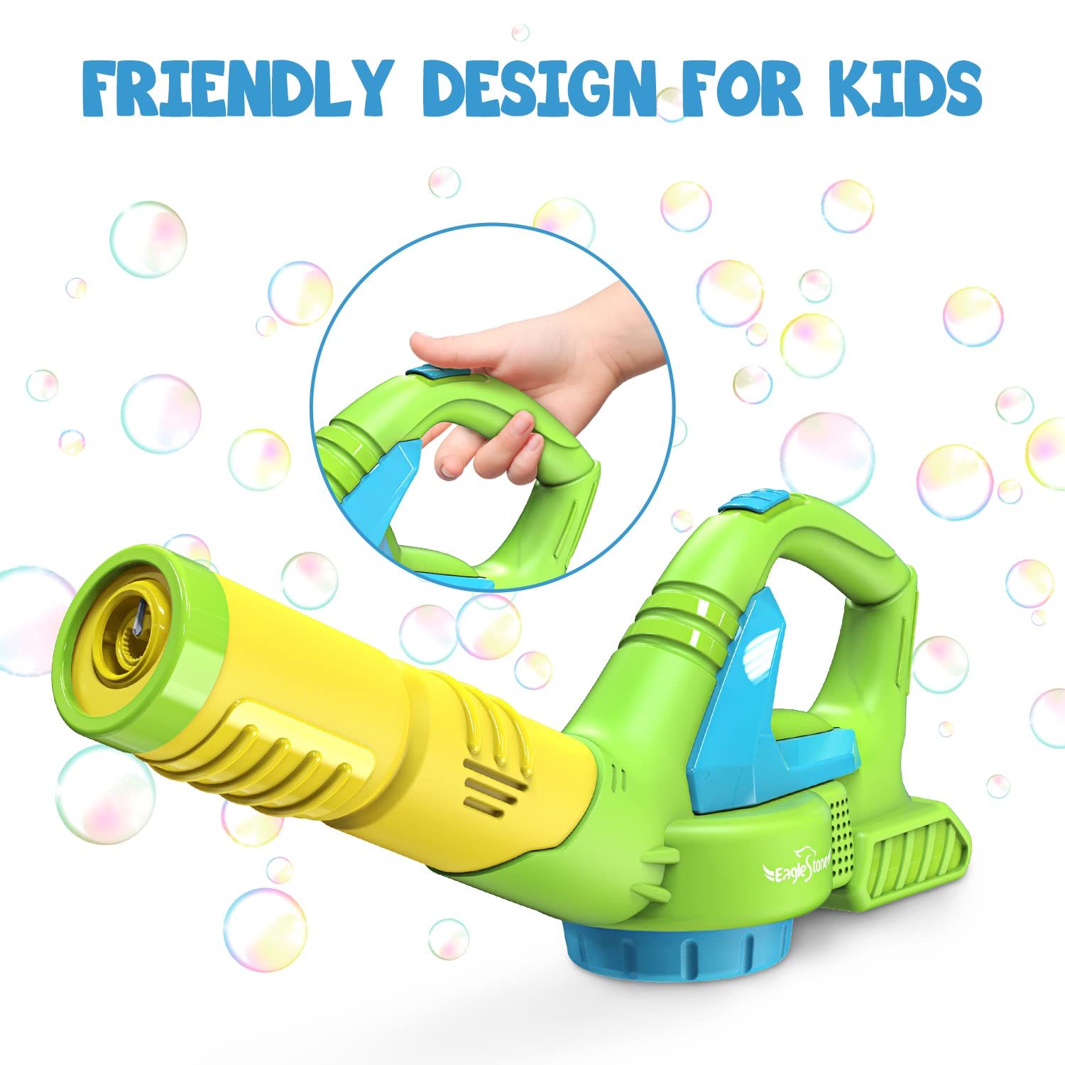 EagleStone Bubble Leaf Blower for Toddlers, Kids Bubble Blower Machine W/ Refill Solution, Bubble Mower Bubble Toys, Outside Outdoor Play Toys for Age 3-5 Age Boys Girls, Summer Toy, Party Favors