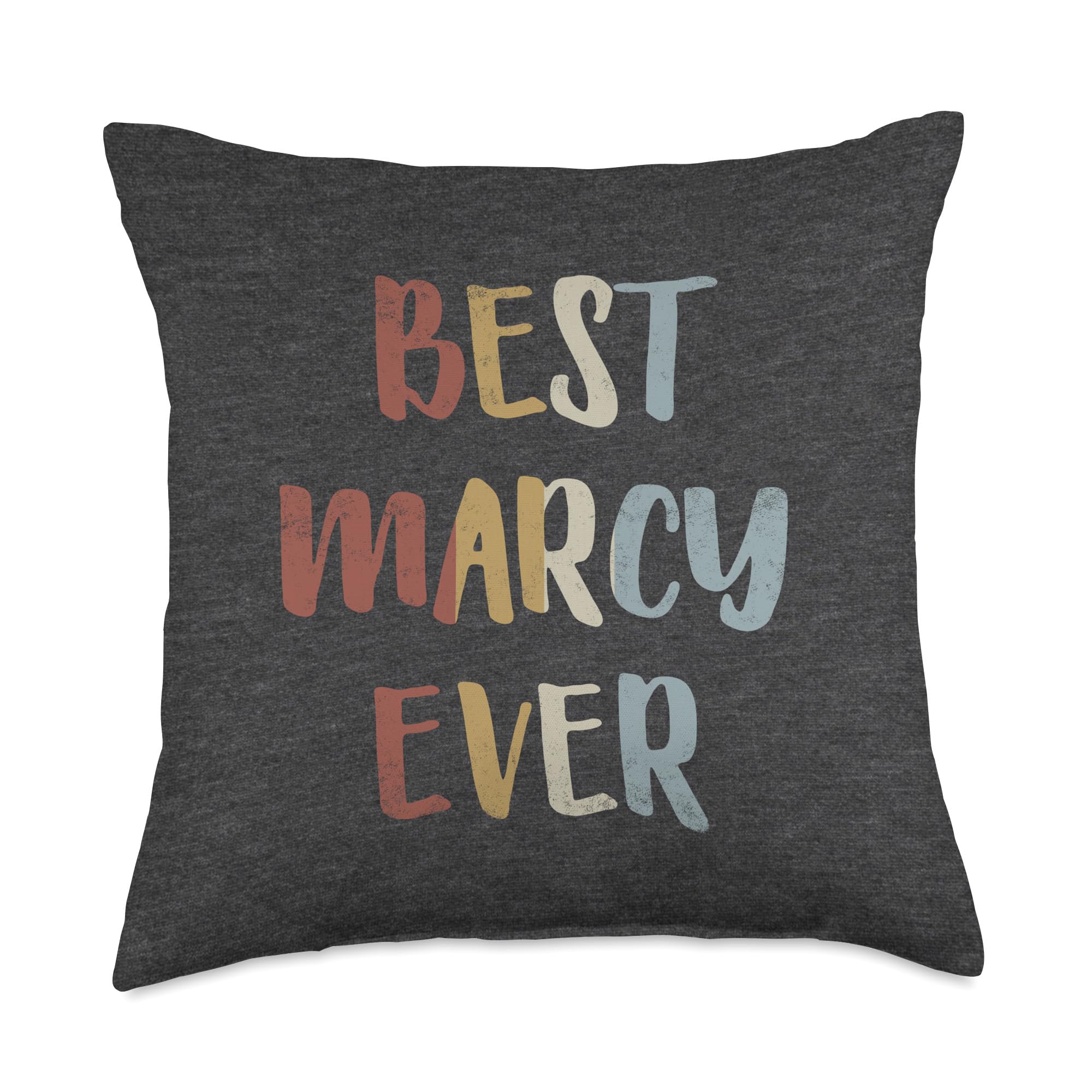 Custom Marcy Gifts & Designs for Girls Best Marcy Ever Retro Vintage Name Gift Dark Heather Gray Throw Pillow, 18x18, Multicolor