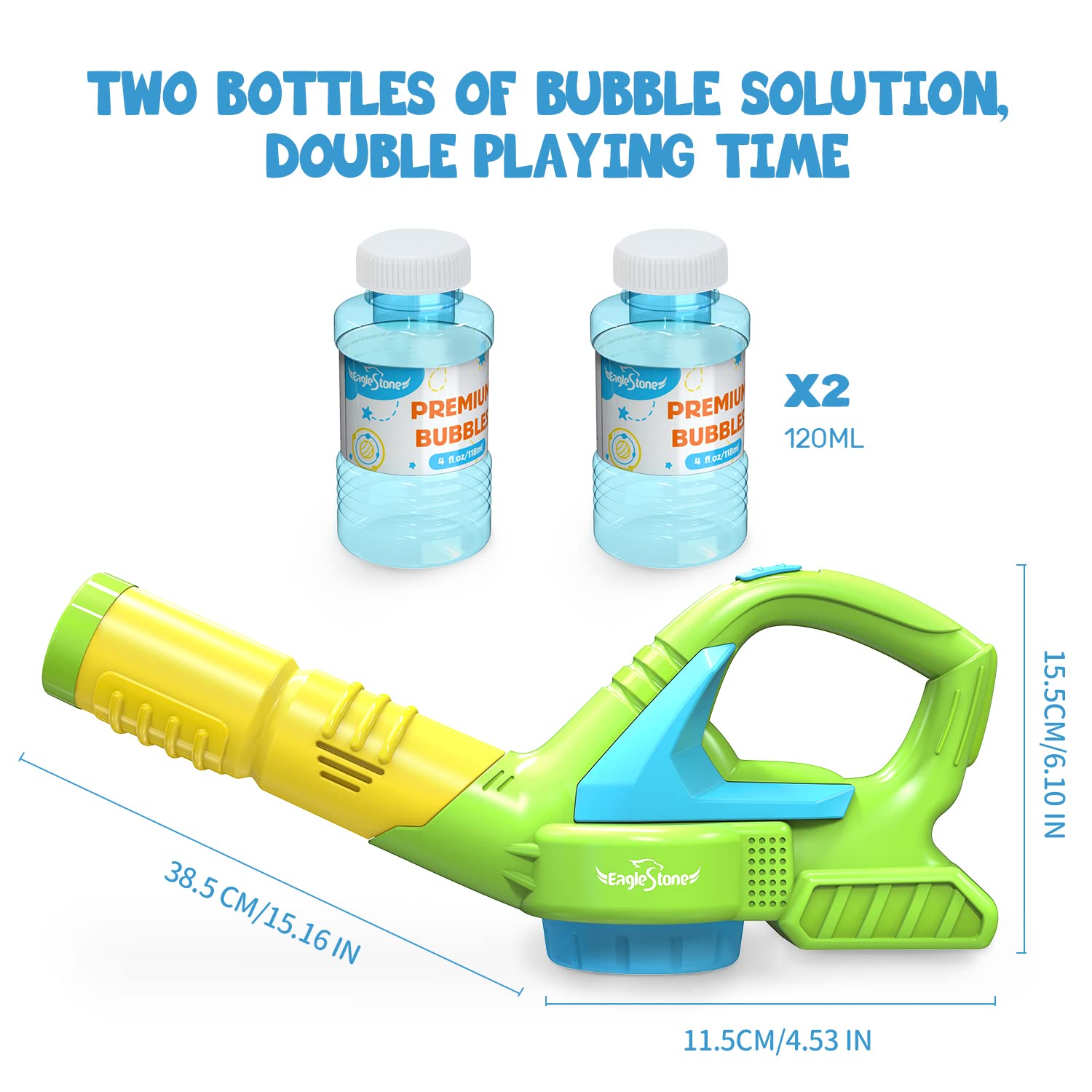 EagleStone Bubble Leaf Blower for Toddlers, Kids Bubble Blower Machine W/ Refill Solution, Bubble Mower Bubble Toys, Outside Outdoor Play Toys for Age 3-5 Age Boys Girls, Summer Toy, Party Favors