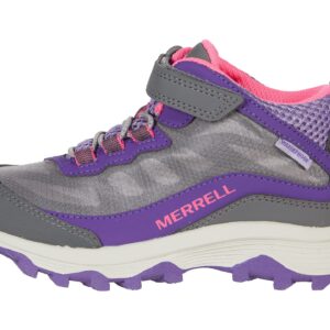 Merrell Moab Speed Mid Alternative Closure Waterproof Hiking Boot, Grey/Pink/Purple, 5 US Unisex Big Kid