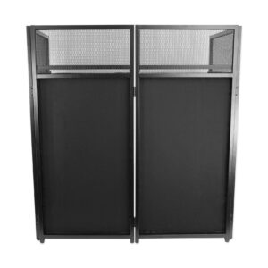 Rockville ROCKBOOTH XL DJ Event Booth Facade w/Built in 24” x 48” Table + Travel Bag + Scrims