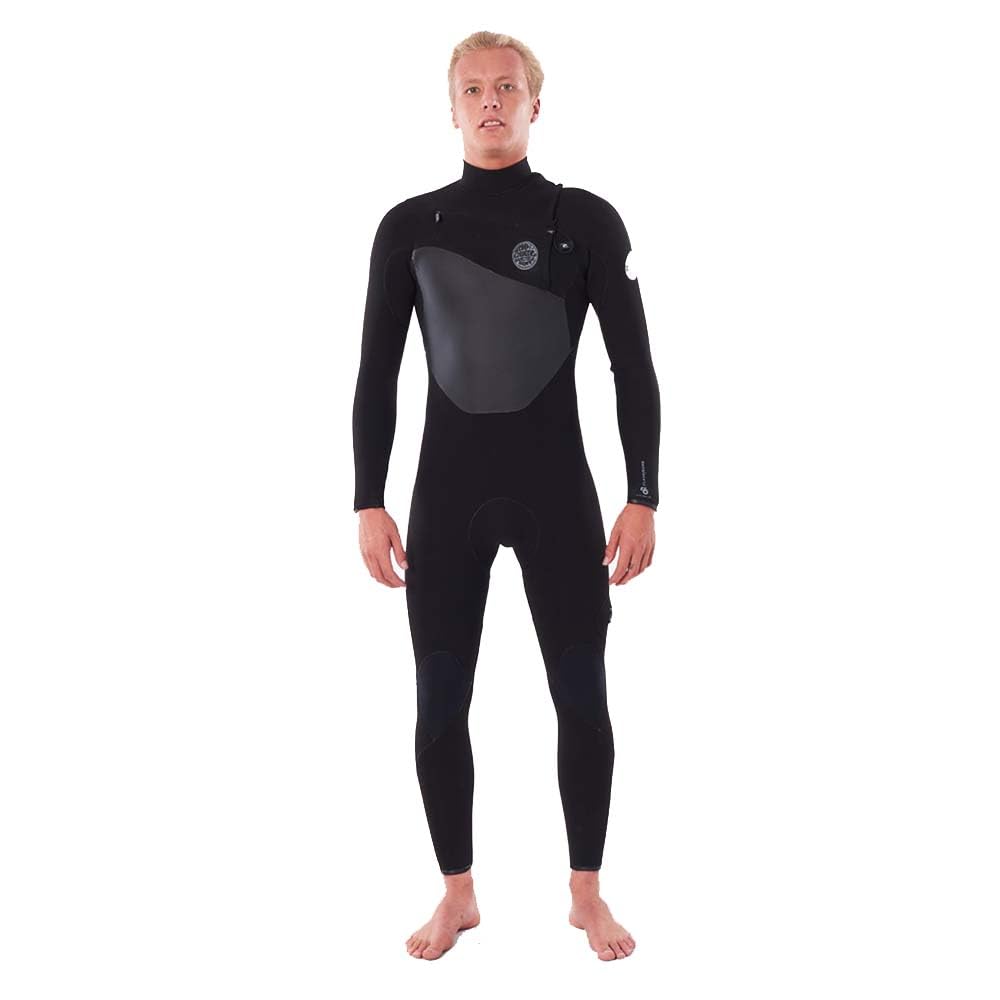 Rip Curl Mens Flashbomb 3/2mm Chest Zip Wetsuit - Black - Easy Stretch Lightweight Flash Lining