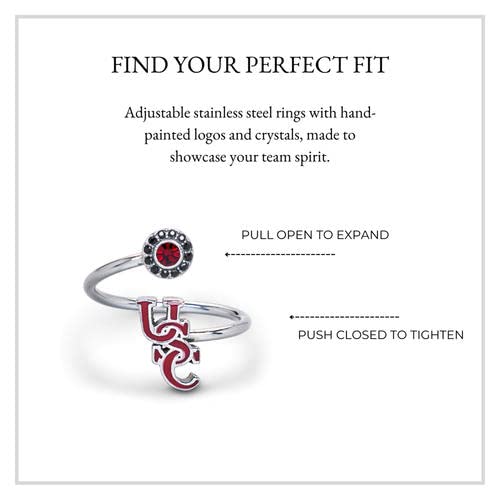 Stone Armory University of South Carolina Gamecocks Jewelry - USC Gamecock Ring with Crystals - Hypoallergenic and Adjustable Sizes 5-12 - USC Gamecocks Gifts for Women