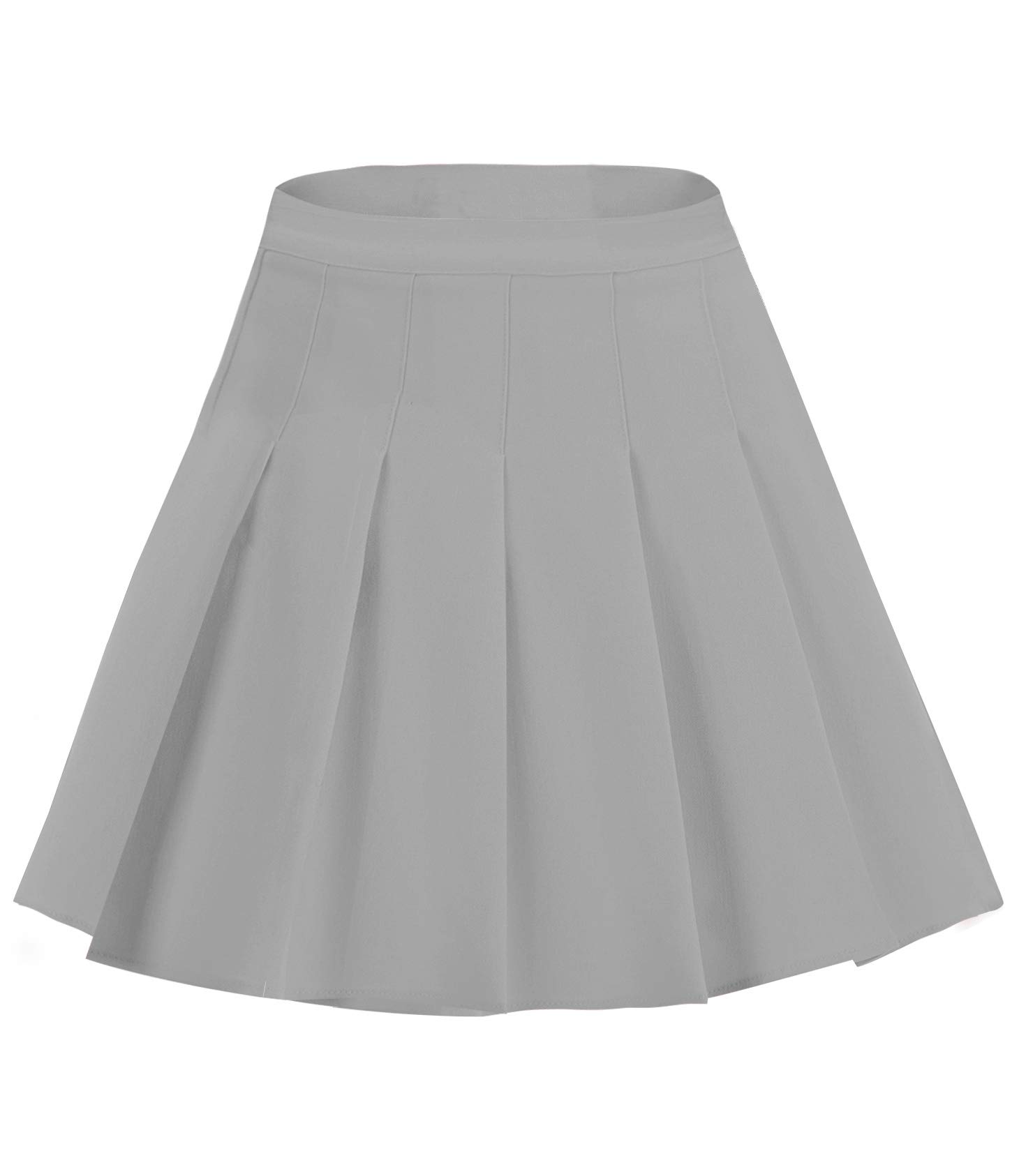 EXCHIC Women's High Waist Pleated Skater School Tennis Skirts (Gray, S)