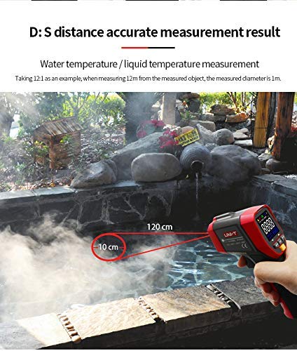 UNI-T UT301A+ Infrared Thermometer, Not for Human, -25.6°F to 788°F (-32°C to 420°C) Non-Contact Digital Laser Temperature Gun with LCD Display, Red & Grey