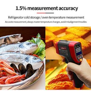 UNI-T UT301A+ Infrared Thermometer, Not for Human, -25.6°F to 788°F (-32°C to 420°C) Non-Contact Digital Laser Temperature Gun with LCD Display, Red & Grey