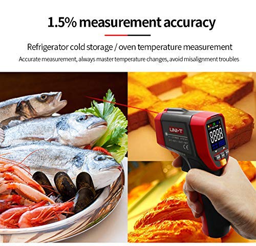 UNI-T UT301A+ Infrared Thermometer, Not for Human, -25.6°F to 788°F (-32°C to 420°C) Non-Contact Digital Laser Temperature Gun with LCD Display, Red & Grey