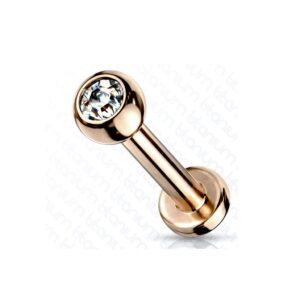 amelia fashion solid g23 implant grade titanium internally threaded labret studs with jeweled ball set (choose color) (rose gold, 16ga, l. 8mm, ball: 3mm)