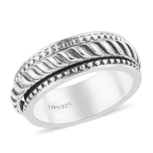 Shop LC Spinner Anxiety Rings for Men Women 925 Sterling Silver Swirl Statement Jewelry Wedding Band Stress Relief Gifts for Women Size 10 Birthday Gifts