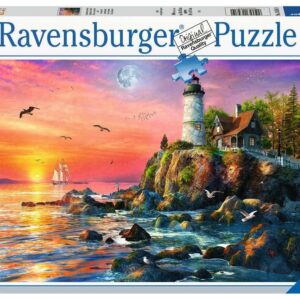 Ravensburger Lighthouse at Sunset - 500 Piece Jigsaw Puzzle for All Ages | Unique Softclick Technology | Vibrant Artistry | Made with Environmentally Conscious Practices