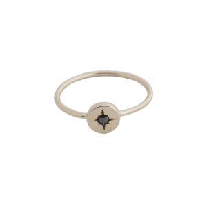 Honeycat Tiny Inner Compass Crystal Disc Ring in Gold, Rose Gold, or Silver | Minimalist, Delicate Jewelry (Gold, 6)