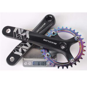 BUCKLOS MTB Mountain Bike Single Speed Square Taper Crankset -170mm Cranksets Bicycle Crank Set with 104BCD 32/34/36/38/40/42T Round/Oval Chainring Fit for Ebike/Commuter Bike