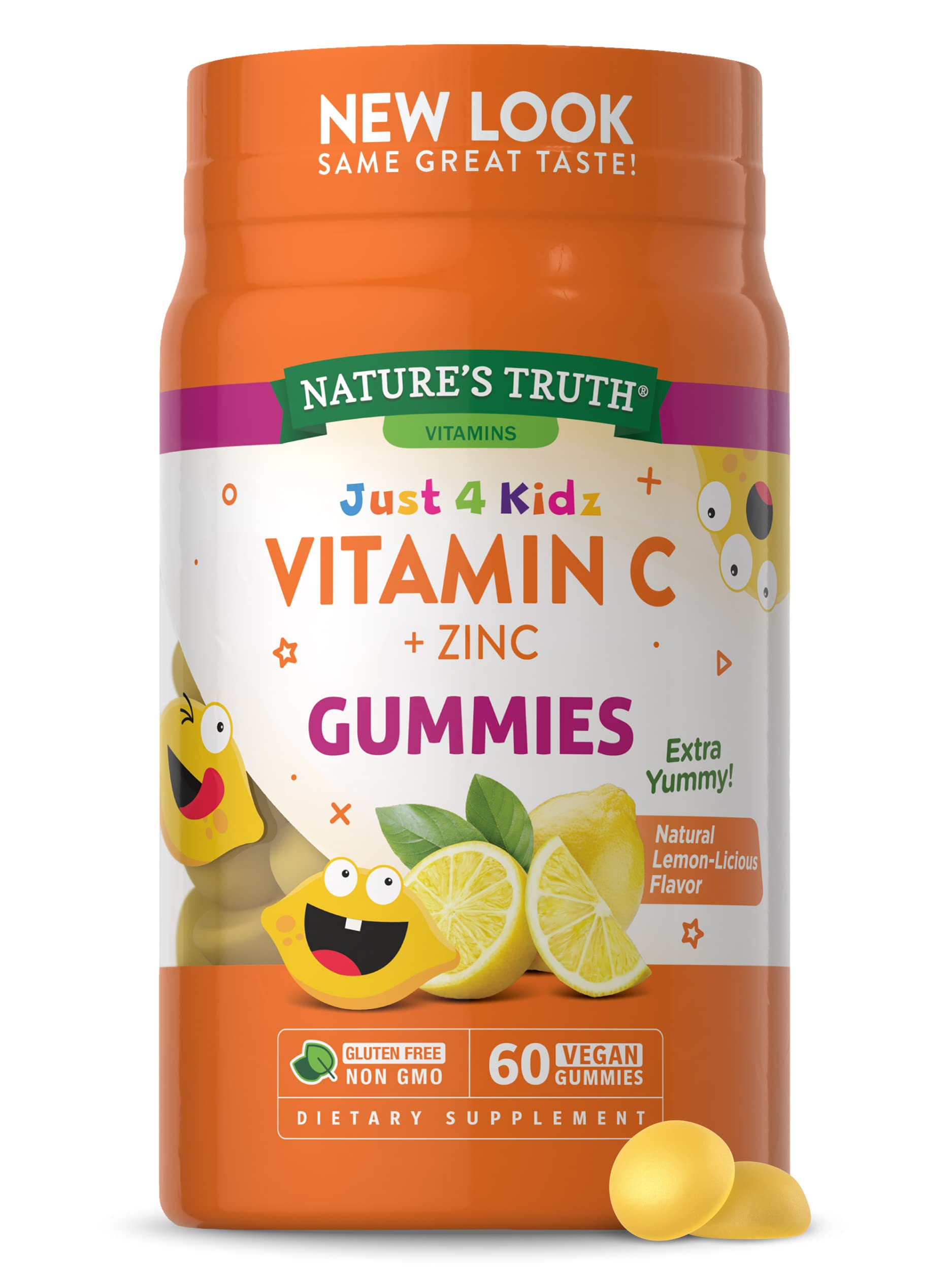 Vitamin C Gummies for Kids | with Zinc | 60 Count | Vegetarian, Non-GMO & Gluten Free | by Natures Truth