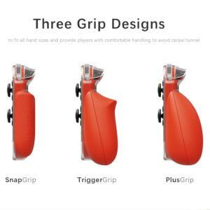 Skull & Co. Interchangeable Grip Set for NeoGrip, JoyGrip and GripCase Crystal: Snap/Trigger/Plus Grips [3 Pairs] Compatible with Nintendo Switch OLED and Regular Model -Gray