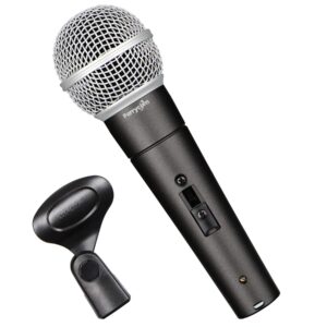 perrycom professional dynamic vocal microphone with on and off switch, cardioid handheld metal mic for singing, compatible with amp/speaker/mixer,black clip,xlr gold-plating conn(tm58s)