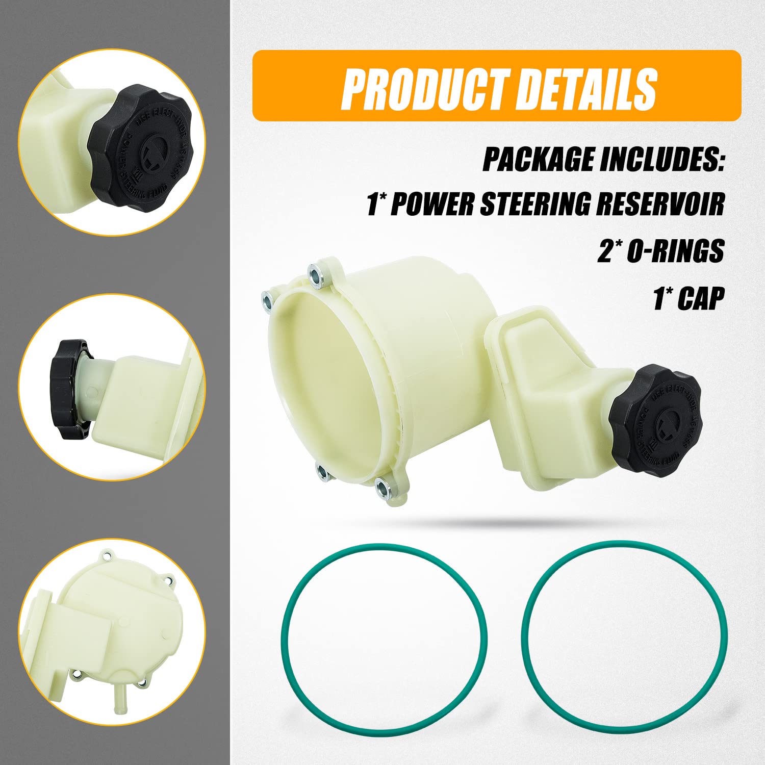 RANSOTO 603-939 Power Steering Pump Fluid Reservoir Compatible with 2011-2014 Dodge Challenger Charger ChrysIer 300 5.7L 3.6L V6 V8 Replaces 68059524AK 68059525AK 68059643AK