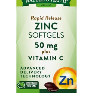 Nature's Truth Zinc with Vitamin C | 50mg | 120 Softgels | Non-GMO & Gluten Free Supplement