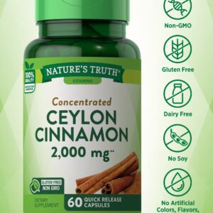 Nature's Truth Ceylon Cinnamon Pill Capsules | 2000mg | Non-GMO & Gluten Free Supplement