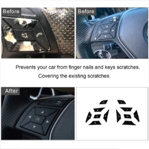 WODOFO GDR Black Steering Wheel Button Cover Car Interior Decoration Trim Replacement for Mercedes Benz ML GL GLK GLA CLA CLS SL A B C E G Class Inner Accessories (12pcs)