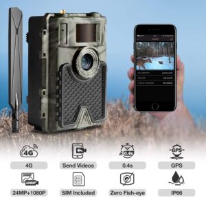 WingHome 4G Cellular Trail Camera Hunting Accessery Wildlife Scouting Farm Monotoring Cam with Phone APP and SIM Card+ Hunting Game Camera Holder