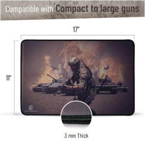 Gun Cleaning Mat for All Guns by PH - Gun Mat Measures 11"x17"x 0.3 mm - Oil and Solvent Resistant Padded Non-Slip - Compatible with Small to Large Pistols - Workbench Mat for Firearm - Stitched