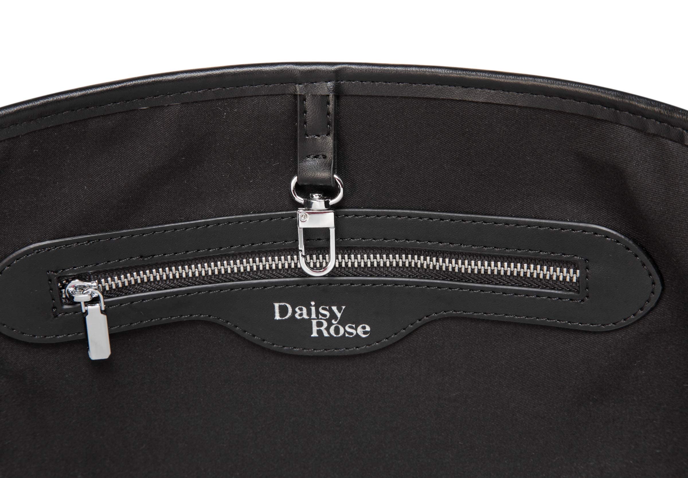 Daisy Rose Tote Shoulder Travel Bag & Matching Clutch PU Vegan Leather - Black Check