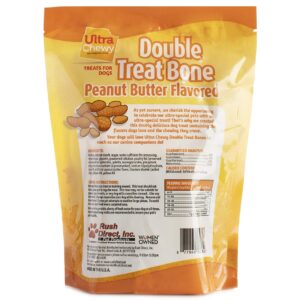 Ultra Chewy Double Treat Bones: Long-Lasting Dog Treats Made in USA for Large and Small Breeds, Highly Digestible, Ideal for Aggressive Chewers (Peanut Butter, 2 Value Packs)