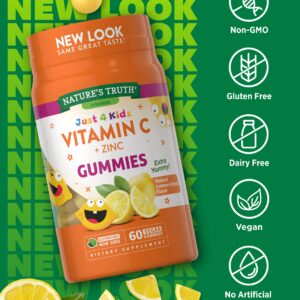 Vitamin C Gummies for Kids | with Zinc | 60 Count | Vegetarian, Non-GMO & Gluten Free | by Natures Truth