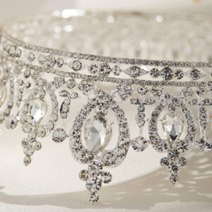 AW BRIDAL Wedding Crown Tiara Crystal Birthday Crown for Women Rhinestone Queen Crown Bridal Party Pageant Crown Wedding Hair Accessories for Brides (Silver)