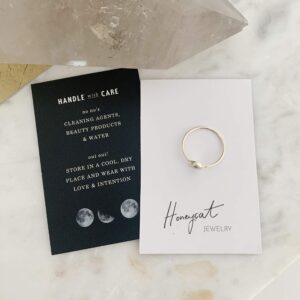 Honeycat Tiny Inner Compass Crystal Disc Ring in Gold, Rose Gold, or Silver | Minimalist, Delicate Jewelry (Gold, 6)