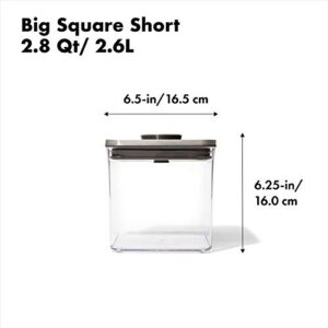 OXO Steel POP Container Big Short Sqaure - 2.8 Qt for Cereal, Grains and More Grey