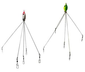 alabama rig 5 arm umbrella fishing rig – largemouth, smallmouth bass, stripers – fishing lure bait rigs rigged with barrel swivels - set of two