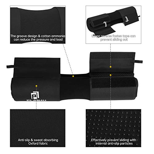 Plan4U Barbell Pad Set for Squat Hip Thrusts Upgraded Workout Foam Weight Lifting Bar Cushion Shoulder Neck Support with Anti-slip Grain, Fits Standard Olympic Bars and Smith Machine, 2 Gym Ankle