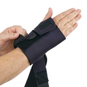 comfort cool ulnar booster support provides compression for ulnar sided wrist pain. tfcc tear triangular fibro-cartilage complex injuries, tendonitis or repetitive use injury. left small in black