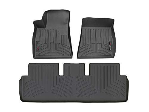 WeatherTech Custom Fit FloorLiners for Tesla Model 3-1st & 2nd Row (441220-1-2), Black