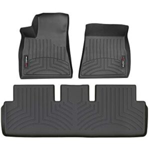 WeatherTech Custom Fit FloorLiners for Tesla Model 3-1st & 2nd Row (441220-1-2), Black