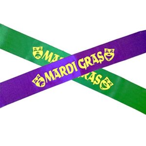 Mardi GRAS Sash Satin Belt Green Purple Sashes for Mardi Gras Carnival Parade JHMG03 (2 Pcs-Green Purple)