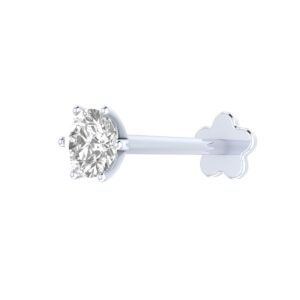 demira jewels 0.06 ct real diamond 14k white gold nose stud lip labret monroe ring, 8 mm long internally threaded screw post.