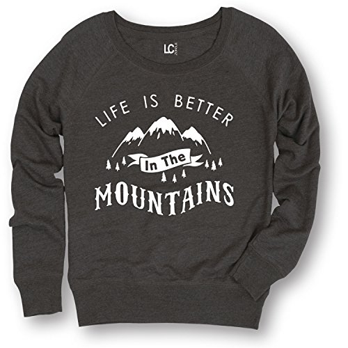 Instant Message - Life Is Better In The Mountains Ladies Lightweight French Terry Pullover - Size 4X Heather Charcoal