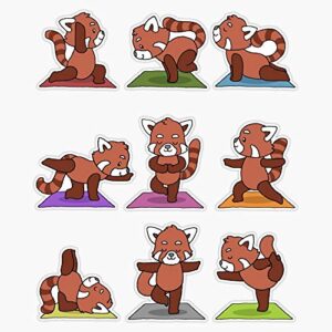 evan decals yoga red panda meditation yogi namaste sport gift sticker vinyl bumper sticker decal waterproof 5 inches evan-yoga-stickers-7351