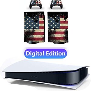 YK MALL PS5 Console PS5 Stickers Vinyl America Flag Skin Pattern Decals Skin Sticker for PS5 Playstation 5 Console and 2 Controller (Playstation 5 Digital Edition)