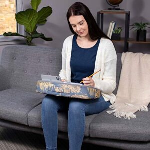 BIRDROCK HOME Lap Desk with Pillow Cushion | Tablet Slot | Fits Laptops Up to 15" | Tablets Up to 9.6" | Tropical Grey Pattern | Laptop Stand Accessories | Work from Home