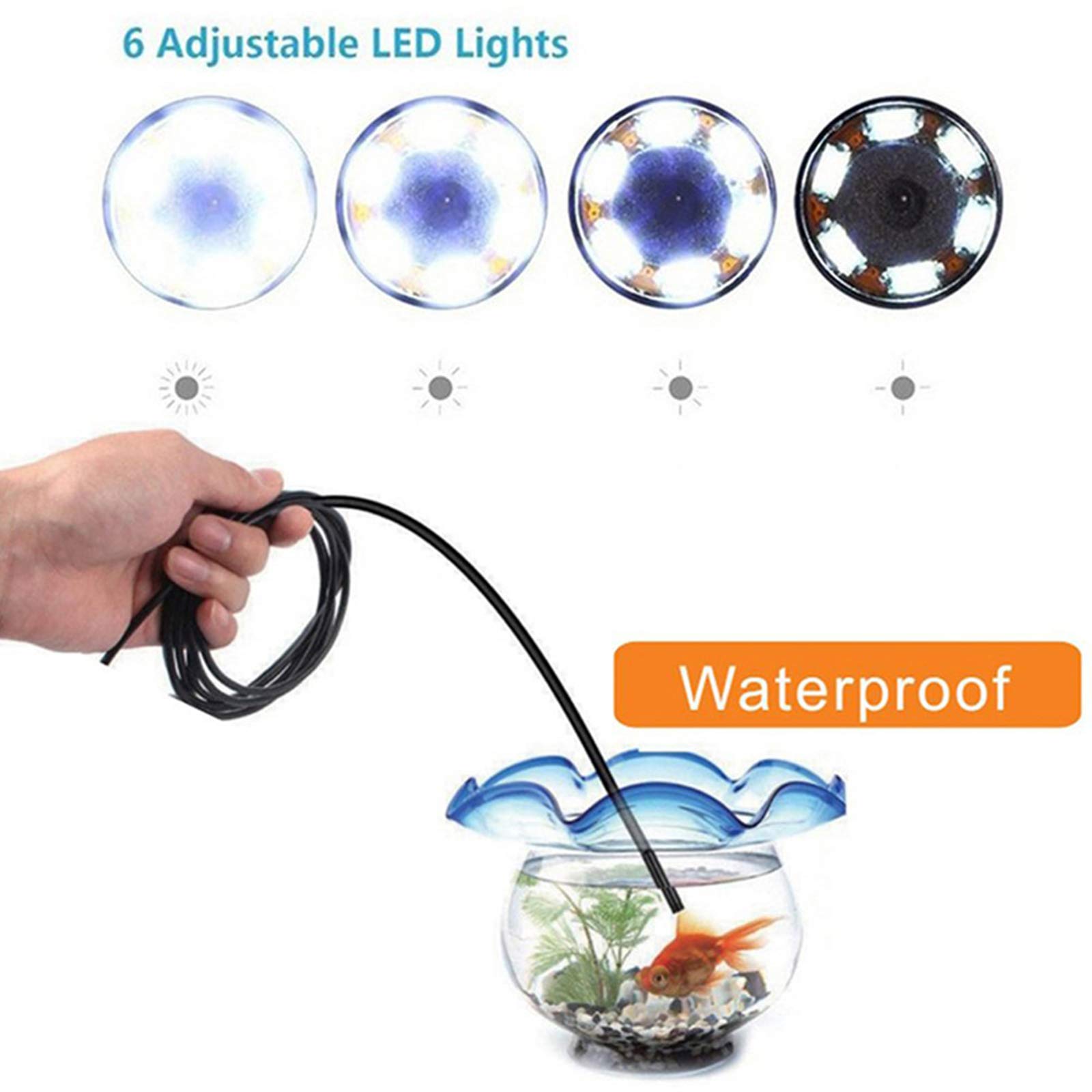 SunshineFace Industrial Endoscope Borescope Inspection Camera, HD USB Endoscope 7mm Lens 6 LED Lights Support MicroUSB Type-C USB Interface