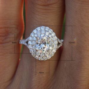 XIALV Classic Cubic Zirconia Oval Cut Promise Engagement Ring Double Bezel Halo Women's Ring Size 6-10 (US Code 6)