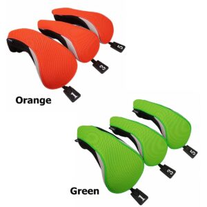 3pcs/Set Golf Club Driver Fairway Wood Head Covers 1-3-5 Wood Covers with Long Neck and Interchangeable No. Tag (Bright Green)