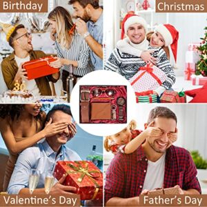 6pcs Men's Gift Set with Box Brown Leather Belt Wallet Watch Glasses Keychain Ballpoint Pen Gifts for Men