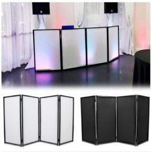 ECOTRIC Portable DJ Facade Booth Foldable Cover Screen with White/Black Facade+Cloth Frame Booth Steel +Travel Bag Case Projector Display Scrim Panel with Folding