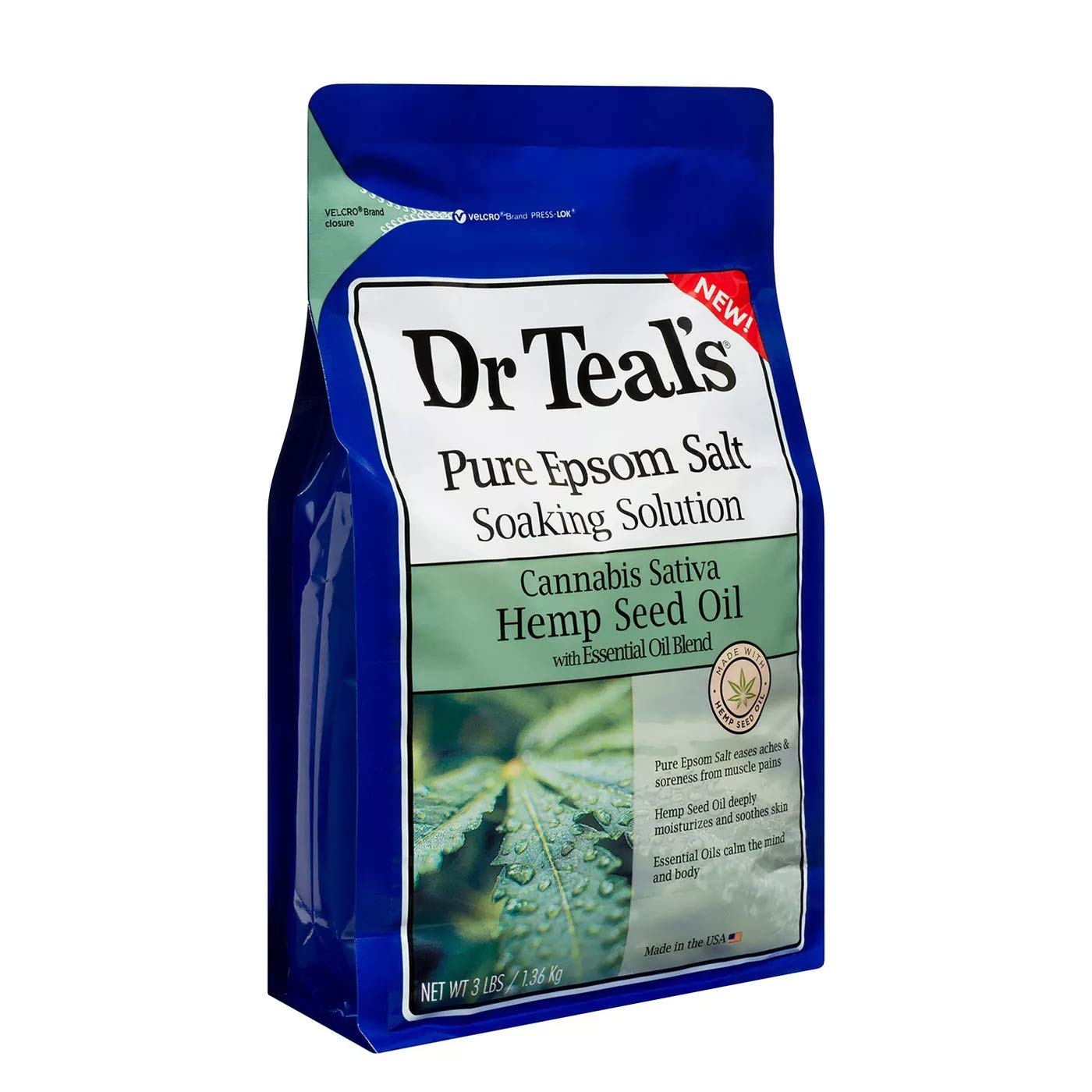 Dr Teal's Pure Epsom Salt Bath Variety Gift Set (2 Pack, 3lbs Ea.) - Soothe & Sleep Lavender & Hemp Seed Oil Soaking Solutions - Essential Oils Ease Pain & Help with Sleep